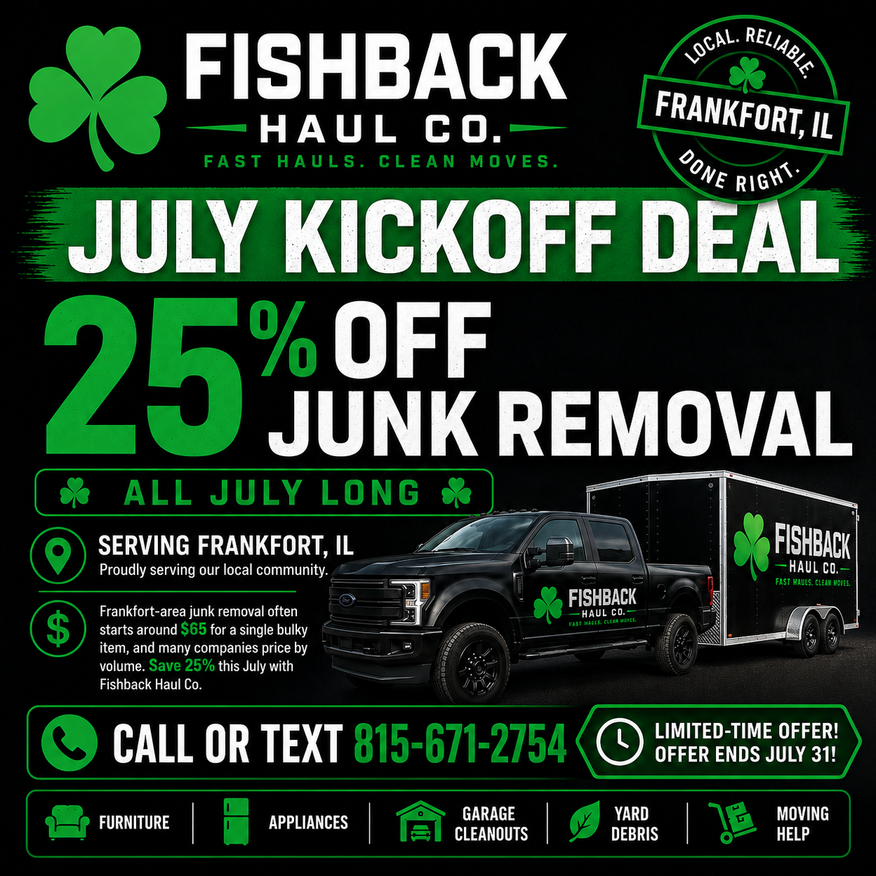 Fishback Haul Co. current promotion